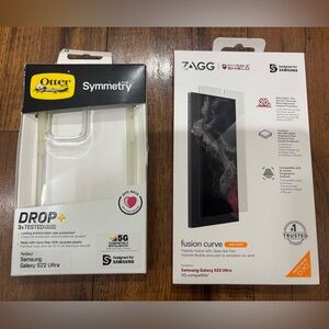 OtterBox Symmetry Case & Zagg Invisible Shield for Samsung Galaxy S22 Ultra